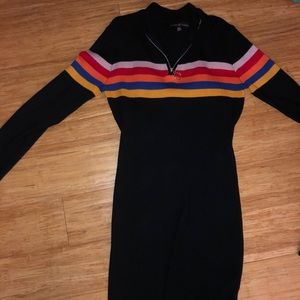 XL Almost Famous Ribbed Stripe Dress Rainbow Pride